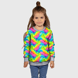 Свитшот детский Разноцветные облака из бумаги паттерн, цвет: 3D-меланж — фото 2