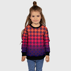 Свитшот детский Паттерн стилизованные цветы оранж-фиолетовый, цвет: 3D-черный — фото 2