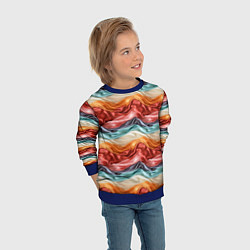 Свитшот детский Разноцветные полосы текстура ткани, цвет: 3D-синий — фото 2