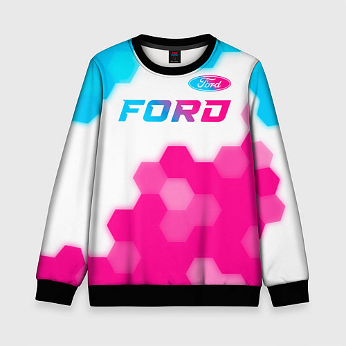 Детский свитшот Ford neon gradient style посередине / 3D-Черный – фото 1