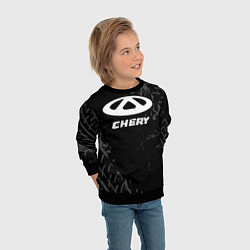 Свитшот детский Chery speed на темном фоне со следами шин, цвет: 3D-черный — фото 2