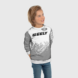 Свитшот детский Geely speed на светлом фоне со следами шин посеред, цвет: 3D-белый — фото 2