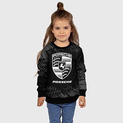Свитшот детский Porsche speed на темном фоне со следами шин, цвет: 3D-черный — фото 2