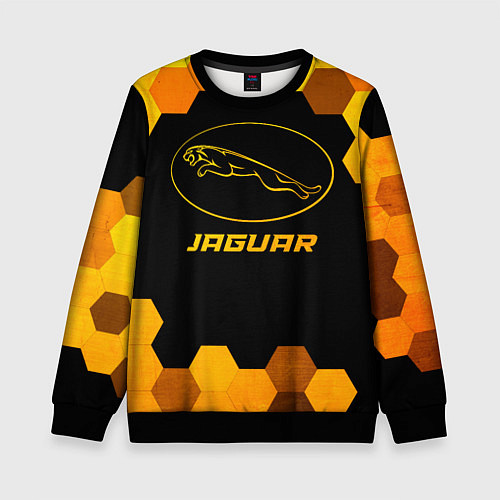 Детский свитшот Jaguar - gold gradient / 3D-Черный – фото 1