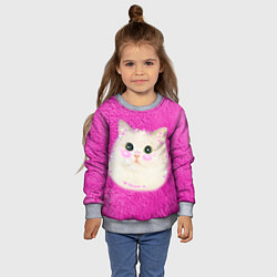 Свитшот детский Кот мем в сердечках, цвет: 3D-меланж — фото 2