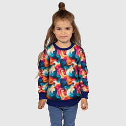 Свитшот детский Паттерн абстрактные разноцветные волны, цвет: 3D-синий — фото 2