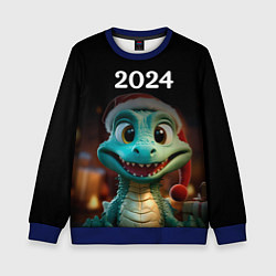 Свитшот детский Дракон символ года 2024, цвет: 3D-синий