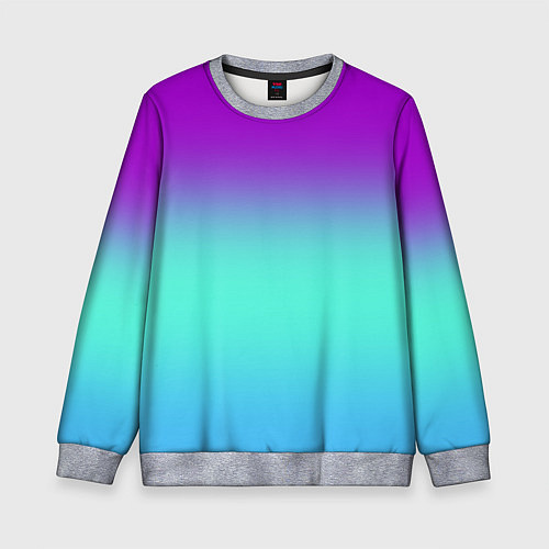 Детский свитшот Фиолетовый бирюзовый голубой неоновый градиент / 3D-Меланж – фото 1