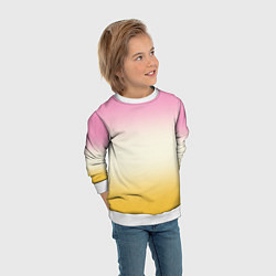 Свитшот детский Розовый бежевый желтый градиент, цвет: 3D-белый — фото 2