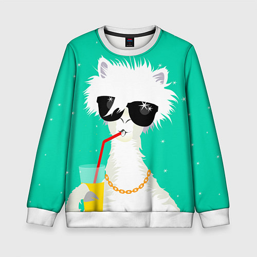 Детский свитшот Лама - альпака на чиле / 3D-Белый – фото 1