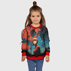 Свитшот детский Девушка в сумерках, цвет: 3D-красный — фото 2