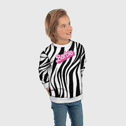 Свитшот детский Ретро Барби - паттерн полосок зебры, цвет: 3D-белый — фото 2