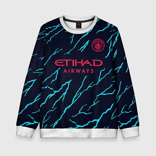 Детский свитшот Эрлинг Холланд Манчестер Сити форма 23-24 третья / 3D-Белый – фото 1