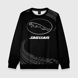 Свитшот детский Jaguar speed на темном фоне со следами шин, цвет: 3D-черный
