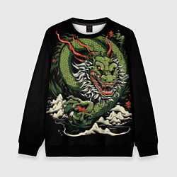 Свитшот детский Символ года зеленый дракон, цвет: 3D-черный