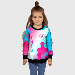 Свитшот детский Changan neon gradient style вертикально, цвет: 3D-черный — фото 2