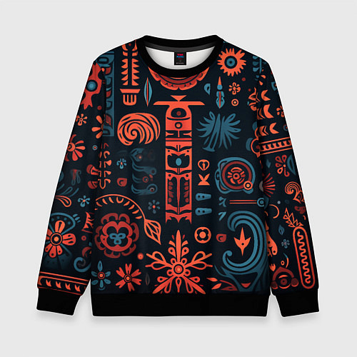 Детский свитшот Абстрактный паттерн в славянской стилистике / 3D-Черный – фото 1