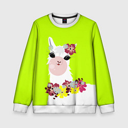 Детский свитшот Лама - альпака в венке