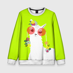 Детский свитшот Лама - альпака в розовых очках