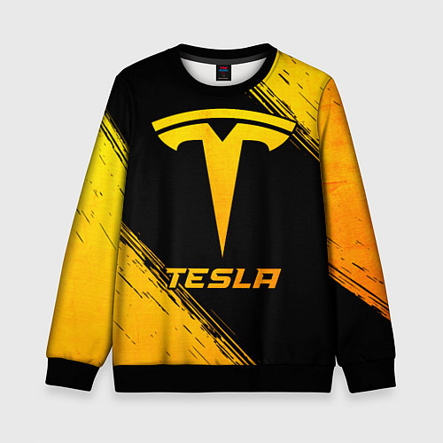 Детский свитшот Tesla - gold gradient / 3D-Черный – фото 1