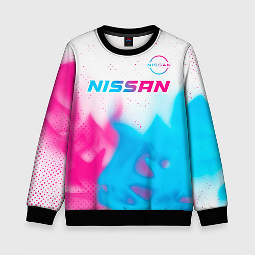 Детский свитшот Nissan neon gradient style посередине / 3D-Черный – фото 1