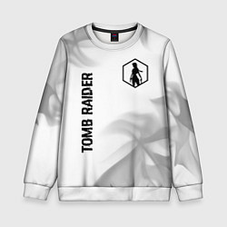Свитшот детский Tomb Raider glitch на светлом фоне вертикально, цвет: 3D-белый