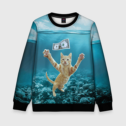 Детский свитшот Nirvana Cat / 3D-Черный – фото 1