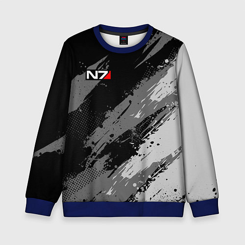 Детский свитшот N7 - mass effect monochrome / 3D-Синий – фото 1