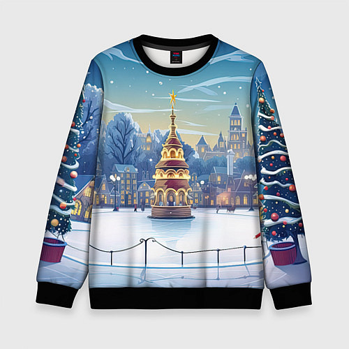 Детский свитшот Новогодняя погода / 3D-Черный – фото 1