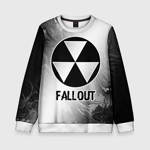 Детский свитшот Fallout glitch на светлом фоне / 3D-Белый – фото 1
