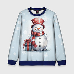 Свитшот детский New Years cute snowman, цвет: 3D-синий