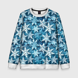 Свитшот детский New Years pattern with snowflakes, цвет: 3D-белый