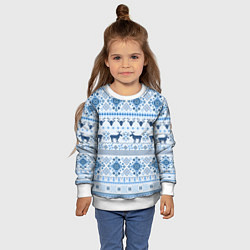 Свитшот детский Blue sweater with reindeer, цвет: 3D-белый — фото 2