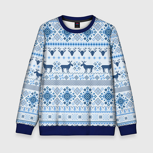 Детский свитшот Blue sweater with reindeer / 3D-Синий – фото 1