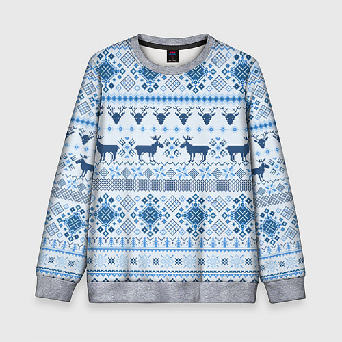 Детский свитшот Blue sweater with reindeer / 3D-Меланж – фото 1