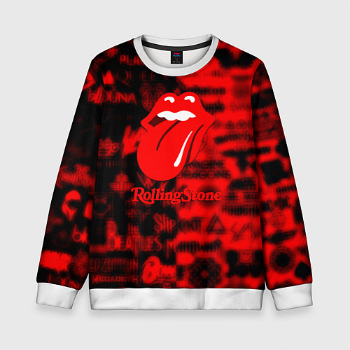 Детский свитшот Rolling Stones logo групп / 3D-Белый – фото 1