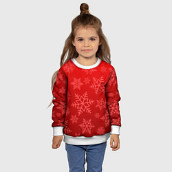 Свитшот детский Красные снежинки, цвет: 3D-белый — фото 2