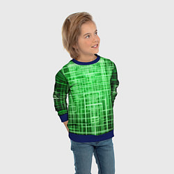 Свитшот детский Зелёные неоновые полосы киберпанк, цвет: 3D-синий — фото 2