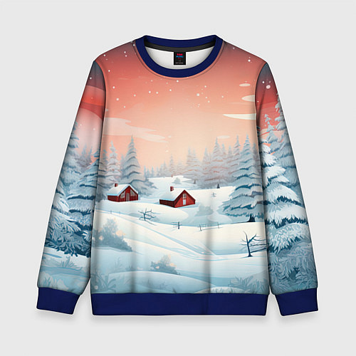 Детский свитшот Погружение в зимнюю атмосферу / 3D-Синий – фото 1