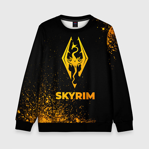 Детский свитшот Skyrim - gold gradient / 3D-Черный – фото 1