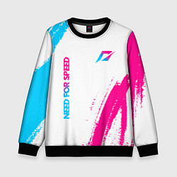 Свитшот детский Need for Speed neon gradient style вертикально, цвет: 3D-черный