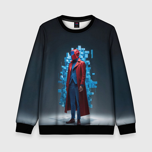 Детский свитшот Стиляга в красном шлеме / 3D-Черный – фото 1