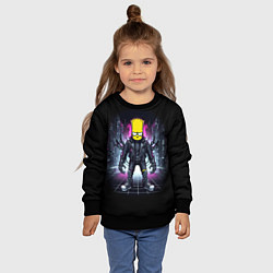 Свитшот детский Cool Bart Simpson - cyberpunk - ai art, цвет: 3D-черный — фото 2