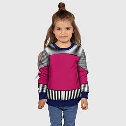 Свитшот детский Узор из красного и черно-белых полос, цвет: 3D-синий — фото 2