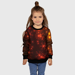 Свитшот детский Абстрактные светящиеся красно оранжевые снежинки, цвет: 3D-черный — фото 2