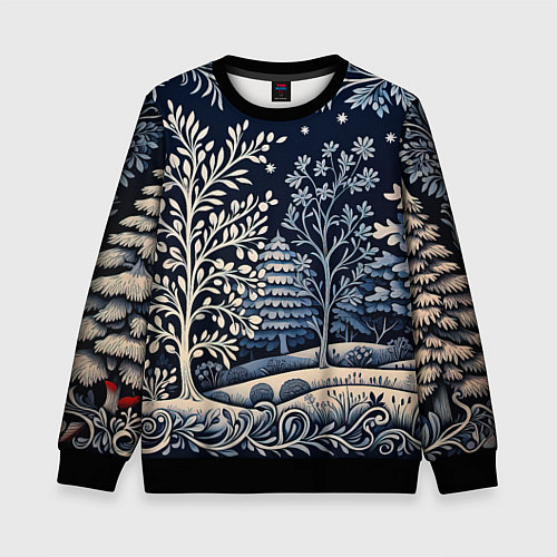 Детский свитшот Ледяные узоры нового года / 3D-Черный – фото 1