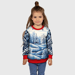 Свитшот детский Пушистые завитки, цвет: 3D-красный — фото 2