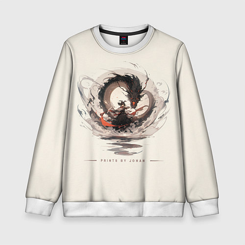 Детский свитшот Дева и дракон / 3D-Белый – фото 1