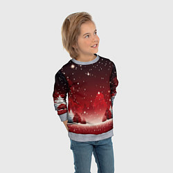 Свитшот детский Зимний берег реки с деревьями и льдом, цвет: 3D-меланж — фото 2