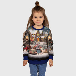 Свитшот детский Объемные новогодние домики, цвет: 3D-синий — фото 2